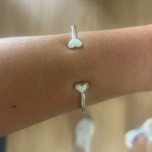 Kendra Scott Silver Open Cuff Bracelet with White Heart Accents